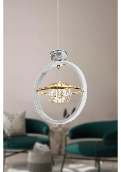Sl001 Krom Taşlı Led Avize(Beyaz Işık -Sarı Işık - Gün Işığı)