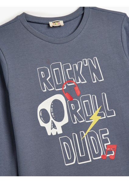 Sweatshirt Kuru Kafa Baskılı Uzun Kollu Bisiklet Yaka Şardonlu modelleri