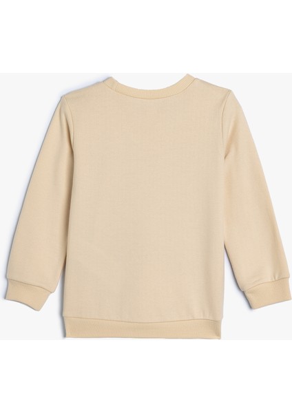 Sweatshirt Fil Baskılı Bisiklet Yaka Pamuklu Şardonlu fiyatları