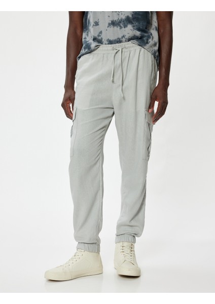 Keten Jogger Pantolon Oversize Kargo Cep Detaylı modelleri
