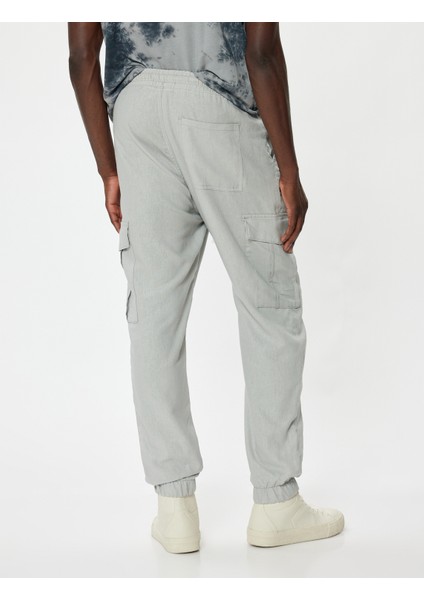 Keten Jogger Pantolon Oversize Kargo Cep Detaylı fırsatları