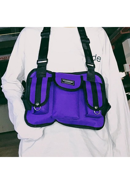 Moda Göğüs Rig Çanta Kamuflaj Yelek Koşum Ön Paketi Kılıfı Hip Hop Sokak Şıklığı Fonksiyonel Mor (Yurt Dışından) modelleri
