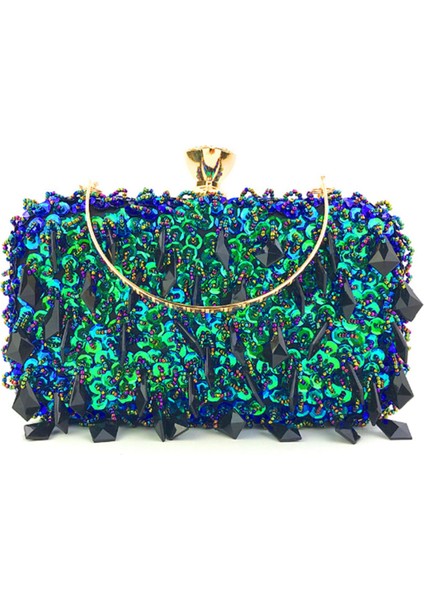 Kadın Debriyaj Düğün Çanta Taklidi Kristal Boncuklu Çanta Kokteyl Parti Gelin Balo Çanta Kadınlar Için (Yeşil) (Yurt Dışından)