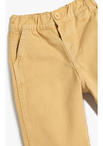 Kot Pantolon Beli Lastikli Pamuklu Cep Detaylı modelleri