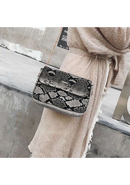 Çantalar Çok Yönlü Çantalar Yılan Derisi Desenli Omuz Çantası Günlük Messenger Çanta Gri (Yurt Dışından) fiyatları