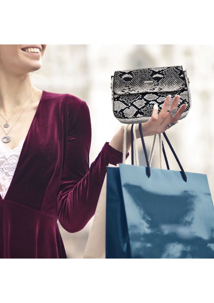 Çantalar Çok Yönlü Çantalar Yılan Derisi Desenli Omuz Çantası Günlük Messenger Çanta Gri (Yurt Dışından) modelleri