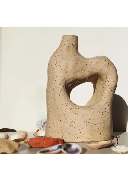 El Yapımı Benzersiz Şamdan: Zarafetin Seramik Ifadesi | Sameh Pottery 17X12X9 cm