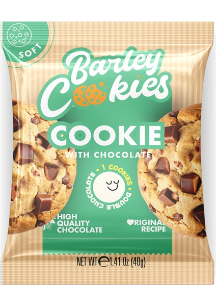 Barley Cookies Parça Çikolatalı Soft Cookies 40G x 12 Paket