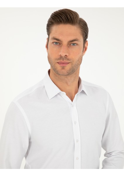 Erkek Beyaz Oxford Slim Fit Uzun Kollu Gömlek 50292539-VR013 fiyatları