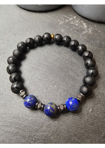 Lapis Lazuli, Hematit ve Oniks Orjinal Doğal Taş Kadın ve Erkek Takım Bileklik / Sağlık, Nazar ve Özgüven fiyatları