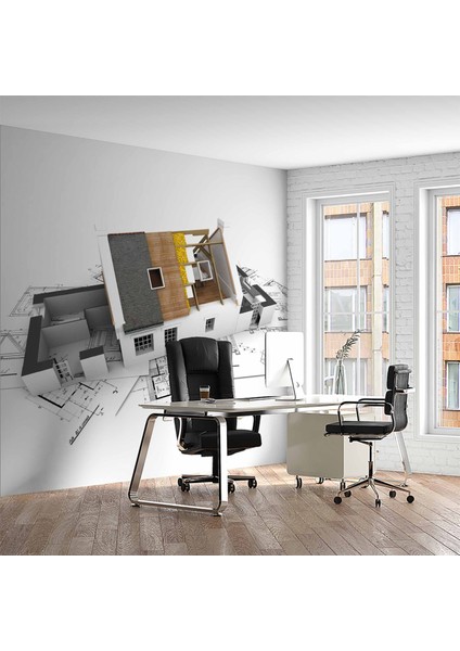 Mimari Ev Projesi Gayrimenkul Emlak ve Gayrimenkul Duvar Kağıdı Baskı