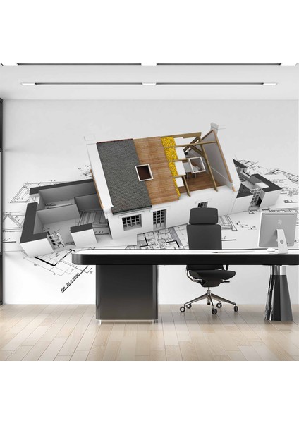 Mimari Ev Projesi Gayrimenkul Emlak ve Gayrimenkul Duvar Kağıdı Baskı fiyatları