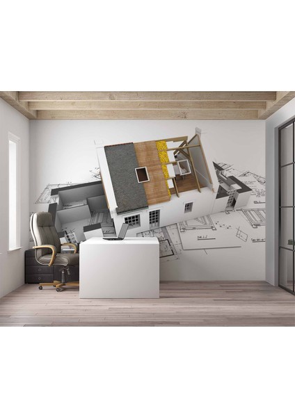 Mimari Ev Projesi Gayrimenkul Emlak ve Gayrimenkul Duvar Kağıdı Baskı modelleri