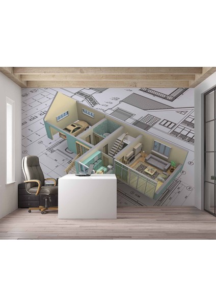 Mimari Proje Çizimi Gayrimenkul Emlak ve Gayrimenkul Duvar Kağıdı Baskı modelleri