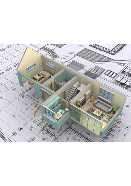 Mimari Proje Çizimi Gayrimenkul Emlak ve Gayrimenkul Duvar Kağıdı Baskı fırsatları