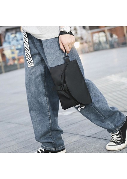 Erkek Postacı Çantası Günlük Fonksiyonlu Fermuar Havalı Su Geçirmez Tek Renk Göğüs Eğlence Çift Omuz Siyah (Yurt Dışından) fırsatları