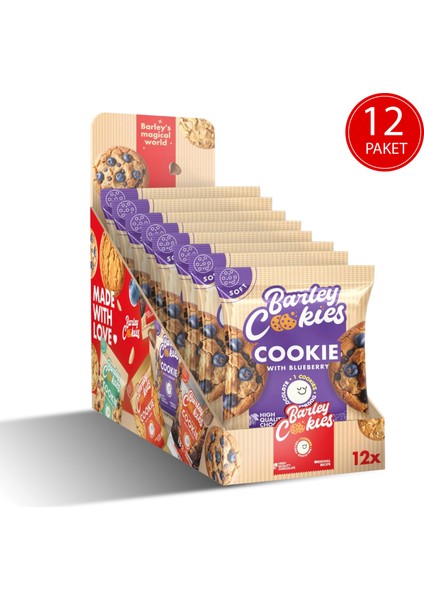 Barley Cookies Yaban Mersinli Soft Cookies 40G x 12 Paket