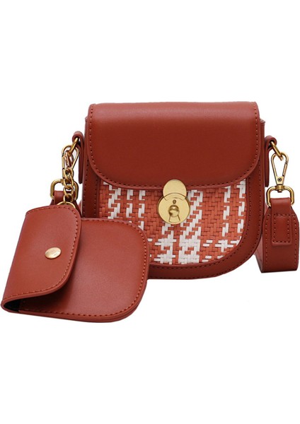 Yeni Doku Asılmış Dokuma Zincir Yaz Vahşi Eyer Omuz Çantası Kahverengi (Yurt Dışından)