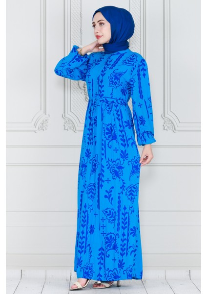 Otantik Yarım Düğmeli Viscon Elbise-Bebe Mavi modelleri