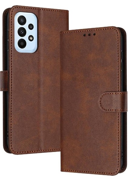 Samsung Galaxy A72 Pu Deri Saf Renk Kickstand ile Flip Case (Yurt Dışından)