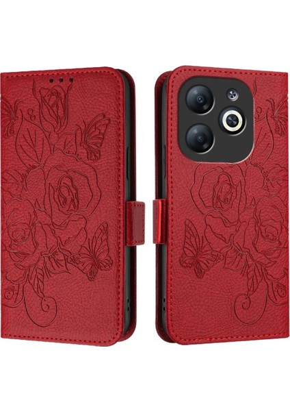 Kredi Kartı Yuvası ile Infinix Akıllı 8 Pu Deri Manyetik Cüzdan Için Kılıf (Yurt Dışından)