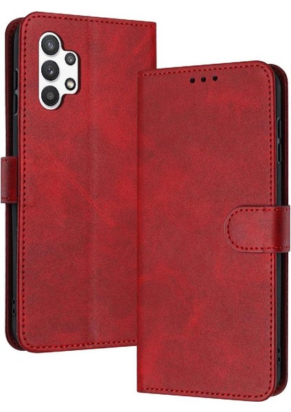 Samsung Galaxy A32 5g Kickstand Saf Renk Pu Deri Için Flip Case (Yurt Dışından)
