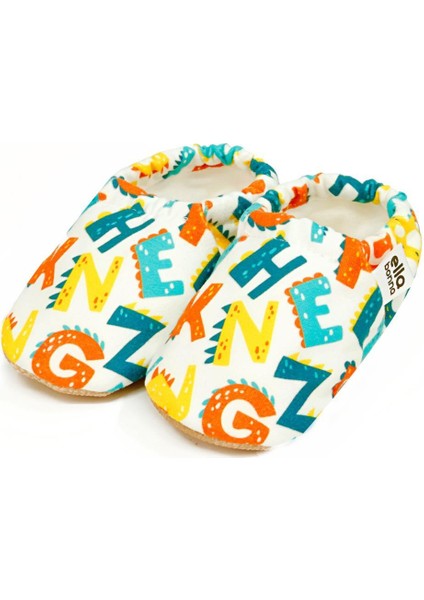 Desenli Bebek Patiği, Kaydırmaz Taban, Ev Kreş Ayakkabısı Panduf, Harfler