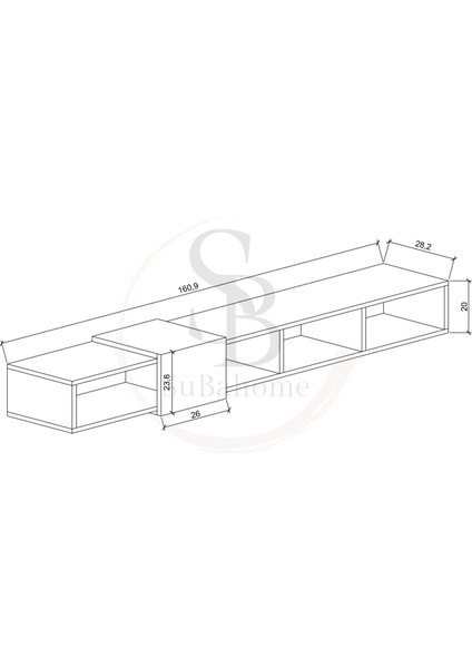 Slimline Beyaz Duvara Monte Açık Raflı Minimalist Tv Ünitesi 160 Cm - Şık Ve Fonksiyonel Tasarım