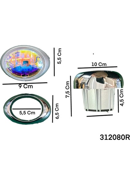 2 Adet Metal Kasa Sis Lambasi Rainbow Colormatik Cam 12 Volt