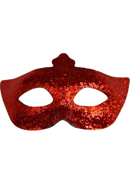 Simli Parti Maskesi Balo Parti Kostüm Aksesuarı Maske Kırmızı