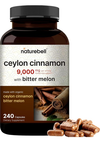 Ceylon Cinnamon 9000 Mg And Bitter Melon 300 Mg 240 Kapsul 2 In 1 Support Organic