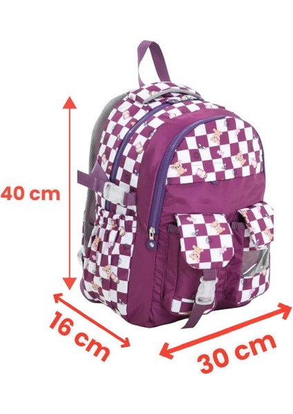 Unisex Su Geçirmez Damalı Renkli Okul Çantası Sırt Çantası