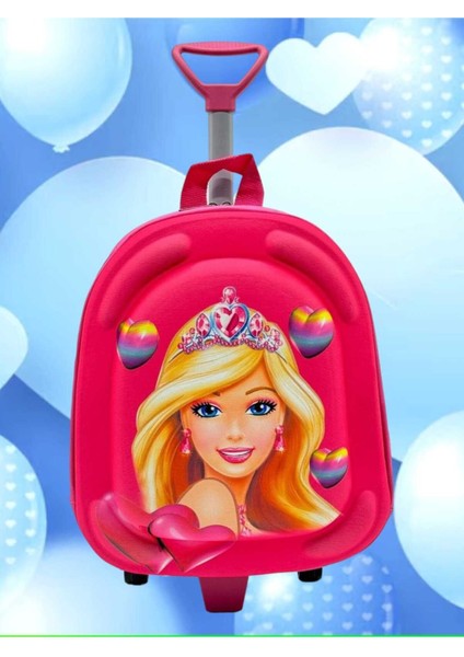 Kız Çocuk Anaokulu Kreş Çekçekli Tekerli Kabartmalı Eva Renkli Baskılı Sırt Çantası ve Okul Çantası