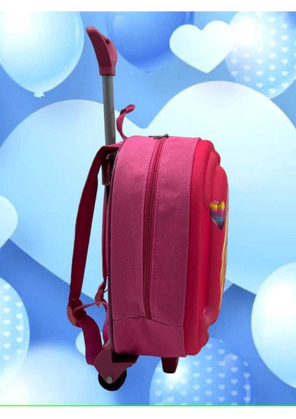 Kız Çocuk Anaokulu Kreş Çekçekli Tekerli Kabartmalı Eva Renkli Baskılı Sırt Çantası ve Okul Çantası fırsatları