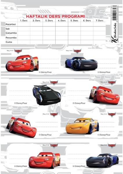 Keskin Color Cars 3'lü Ders Programlı Etiket