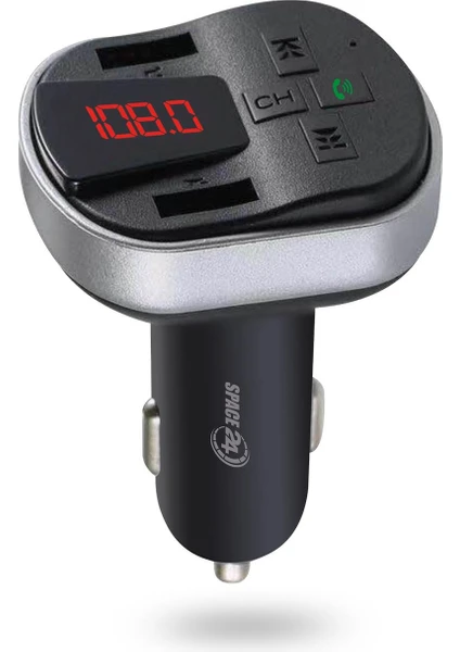 SPACE24 SP121 Bluetooth Dahili Mikrofon USB Aux Tf Kart Çakmaklık Girişli Fm Transmitter Siyah