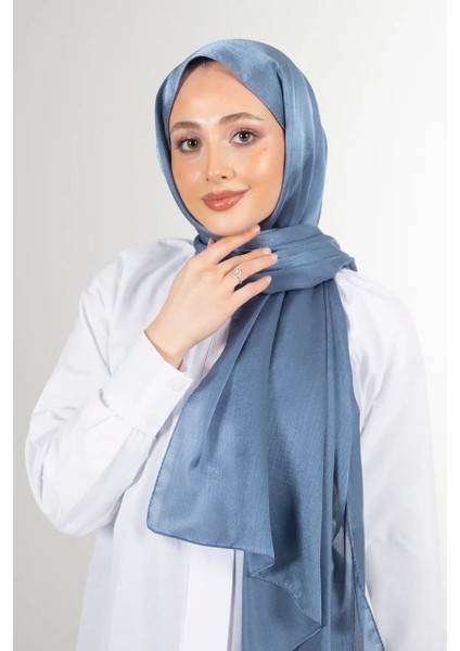 Krep Şifon Şal Açık Mavi 210X 75 FLR241433