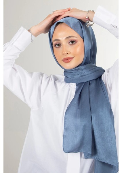 Krep Şifon Şal Açık Mavi 210X 75 FLR241433