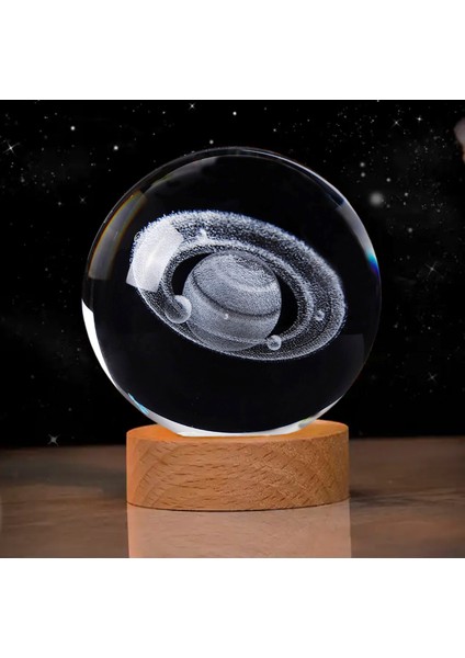 Cam Küre Işıklı Göz Yormayan Uzay ve Evren Motifli Masaüstü Aydınlatma Gece Lambası Dekoratif Çocuk Odası Salon Yatak Odası Lamba 6cm x 6cm Mysterious Planet
