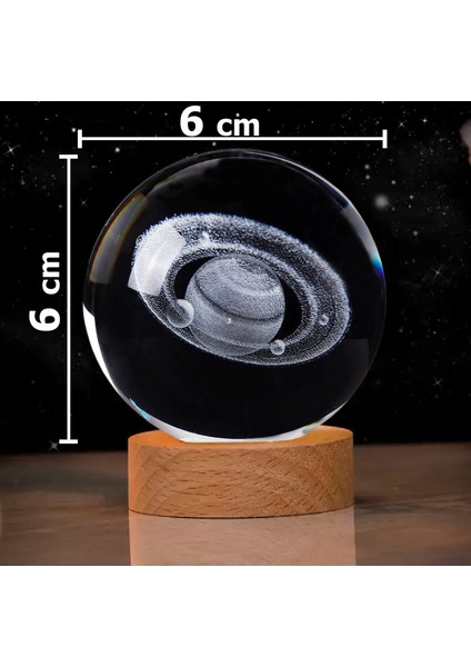 Cam Küre Işıklı Göz Yormayan Uzay ve Evren Motifli Masaüstü Aydınlatma Gece Lambası Dekoratif Çocuk Odası Salon Yatak Odası Lamba 6cm x 6cm Mysterious Planet