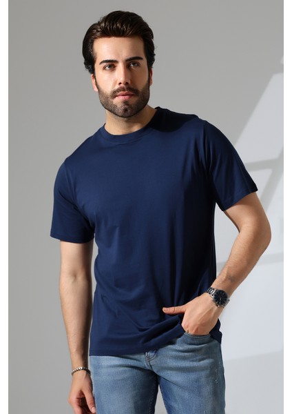 Erkek 3'lü Paket Comfort Fit %100 Pamuk Penye Kompakt T-Shirt 31751 Siyah-Beyaz-Lacivert fırsatları