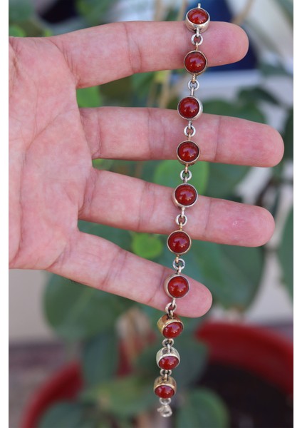 Akik Taşlı Yuvarlak Model Bayan Gümüş Bileklik 201023259 fiyatları