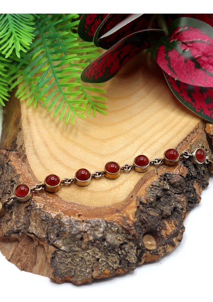 Akik Taşlı Yuvarlak Model Bayan Gümüş Bileklik 201023259 modelleri