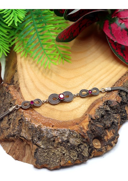 Yakut Taşlı Sonsuzluk Model Bayan Gümüş Bileklik 201023261 modelleri