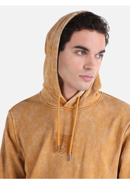 Regular Fit Baskılı Kapüşonlu Sarı Erkek Sweatshirt Cl1064608 fırsatları