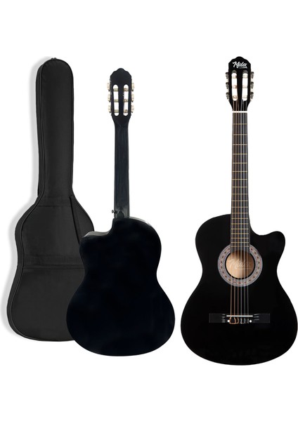 CG-395BK Siyah Klasik Gitar 4/4 Sap Ayarlı Kesik Kasa Full Set (Çanta Askı Tuner Metod Pena)