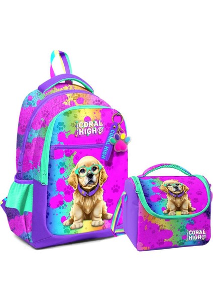 2li Set Köpek Desenli Okul Çantası Beslenme 23649