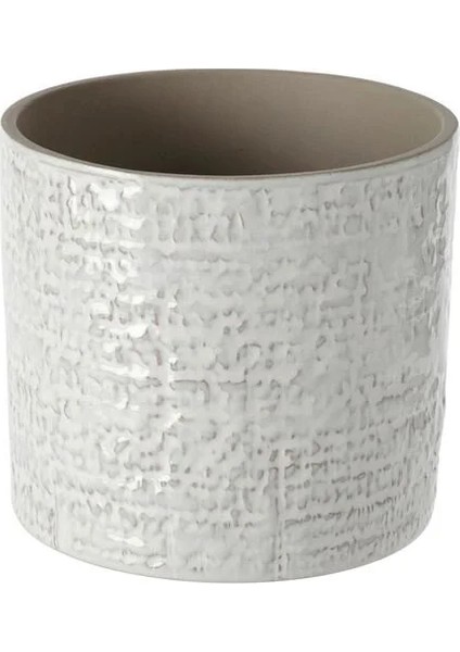 Chıafrön Seramik Saksı, Beyaz, 12 cm