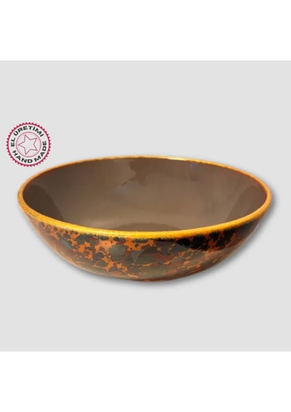 Ebru Desenli Toprak Sunum Kasesi 1 Adet 26CM - Renkli