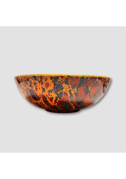 Ebru Desenli Toprak Sunum Kasesi 1 Adet 26CM - Renkli